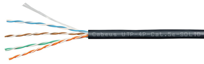 Экранированная витая пара FTP 5e Cabeus FTP-4P-Cat.5e-SOLID-OUT-LSZH-UV 4 пары черная 305 м Экранированная витая пара FTP 5e Cabeus FTP-4P-Cat.5e-SOLID-OUT-LSZH-UV 4 пары черная 305 м