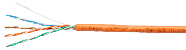 Витая пара кат.5е Cabeus UTP-4P-Cat.5e-SOLID-OR-100 4 пары оранжевая 100 метров
