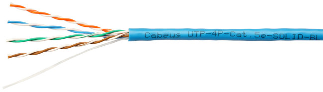 Витая пара кат.5е Cabeus UTP-4P-Cat.5e-SOLID-BL-100 4 пары синяя 100 метров Витая пара кат.5е Cabeus UTP-4P-Cat.5e-SOLID-BL-100 4 пары синяя 100 метров