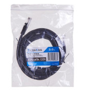 Патч-корд Technolink UTP4 cat 5e, 3,0м, ВС, LSZH, черный, литой коннектор