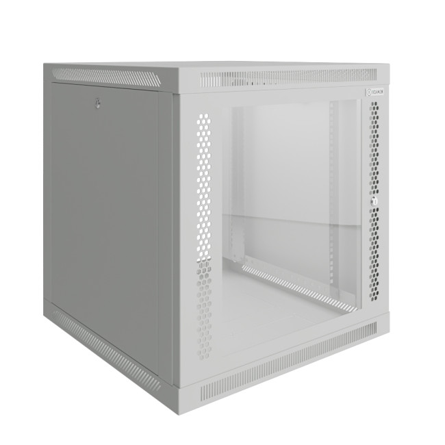 Шкаф телекоммуникационный настенный Prime 19" 12U 600x600x630 (ШxГxВ) дверь стекло серый (RAL 7035), SRW01-6060.12.02-GY