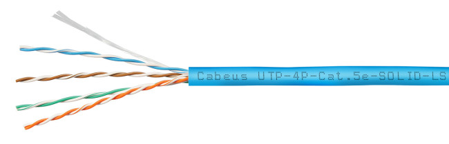 Витая пара кат.5е Cabeus UTP-4P-Cat.5e-SOLID-LSZH-BL-100 4 пары синяя 100 метров