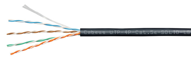 Витая пара кат.5е Cabeus UTP-4P-Cat.5e-SOLID-LSZH-BK-100 4 пары черная 100 метров