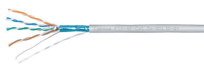 Витая пара F/UTP кат. 5е Cabeus FTP-4P-Cat.5e-SOLID-LSLTx-GY-100 4 пары серая 100 метров Витая пара F/UTP кат. 5е Cabeus FTP-4P-Cat.5e-SOLID-LSLTx-GY-100 4 пары серая 100 метров