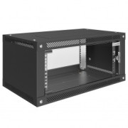 Шкаф телекоммуникационный настенный Lite 19" 4U 600x450x283 (ШxГxВ) дверь стекло черный (RAL 9005), SRW03-6045.04.02-BK