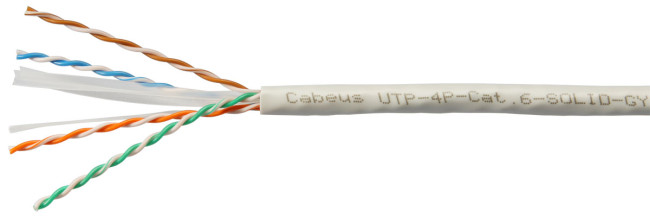 Витая пара кат.6 Cabeus UTP-4P-Cat.6-SOLID-LSZH-GY 4 пары серая 305 метров Витая пара кат.6 Cabeus UTP-4P-Cat.6-SOLID-LSZH-GY 4 пары серая 305 метров